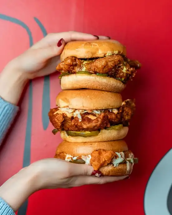 Stacked chicken sandwiches